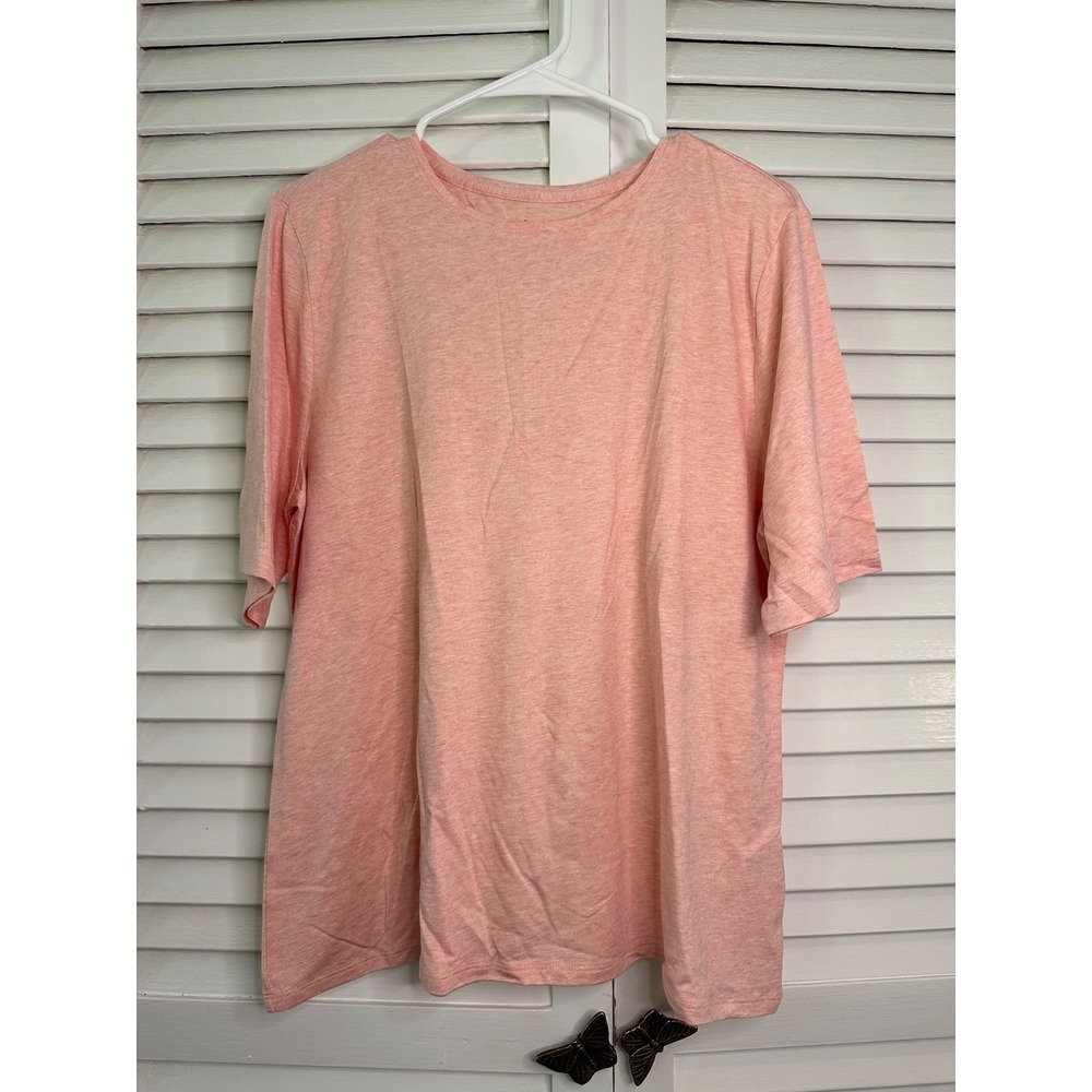 Garnet Hill Size XL Heather Pink Organic Pima Cotton Tencel Blend Knit Shirt